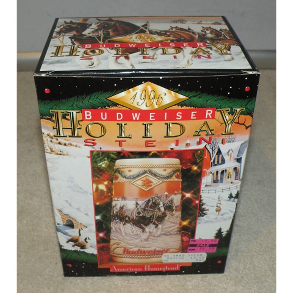 Vintage 1996 Budweiser Holiday Stein American Homestead New In Box COA